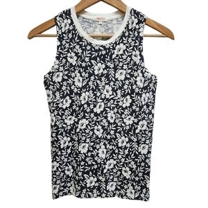 Goldie Tank Top Womens XS Navy White Cotton Floral Sleeveless Stretch Casual